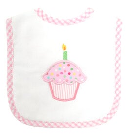 3 Marthas Appliqued Birthday Cupcake Bib Pink