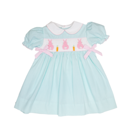 Petit Ami Aqua Smocked Bunny Dress