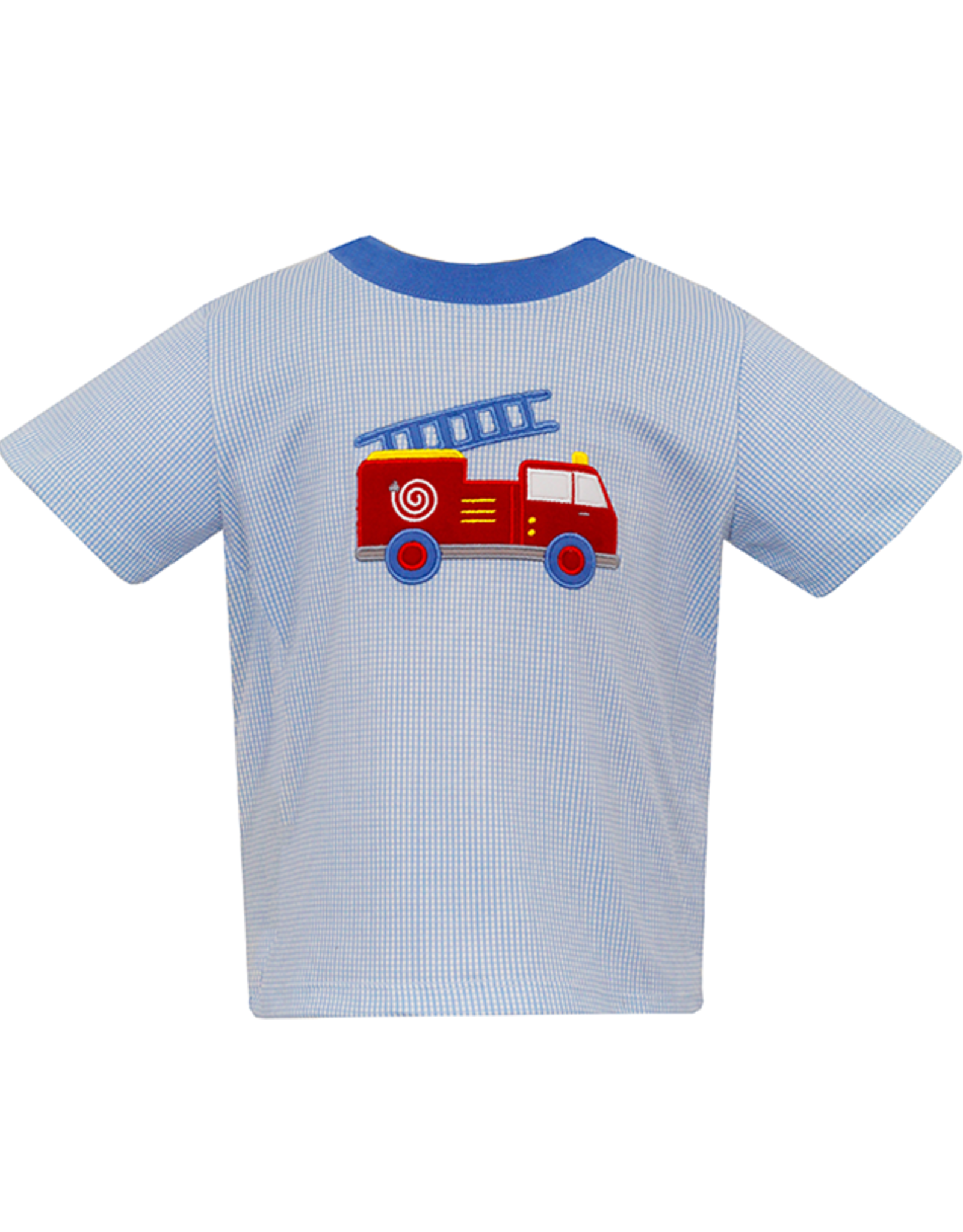 Claire and Charlie 5051P Gingham Firetruck Shirt