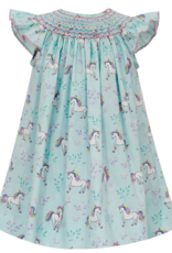 Petit Bebe 105B Unicorn Print Smocked Bishop Dress