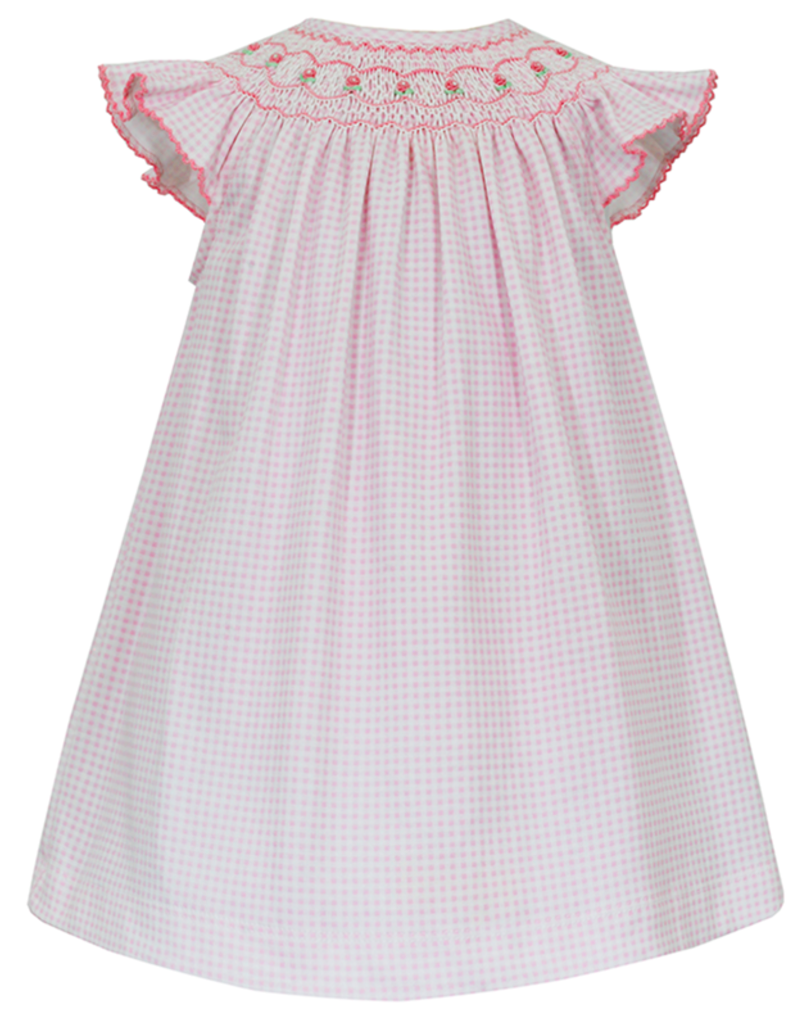 Petit Bebe 407B Amelia Pink Gingham Smocked Bishop Dress