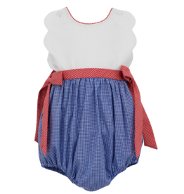 Petit Bebe Red/Blue Scallop Gingham Sunbubble