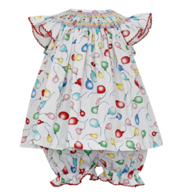 Petit Bebe (Size 24m) Balloon Print Smocked Bishop Bloomer Set