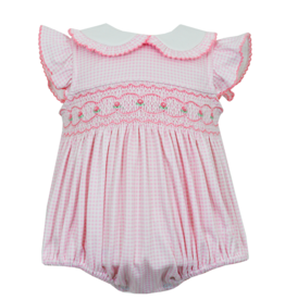 Petit Bebe Amelia Pink Gingham Smocked Bishop Bubble