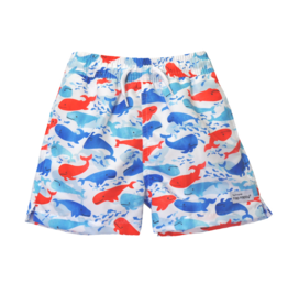 Flap Happy Swim Trunks Splish Splash Whale Blue