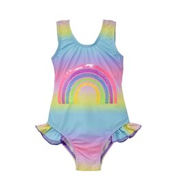 Flap Happy Sequin Rainbow Ruffle Swimsuit