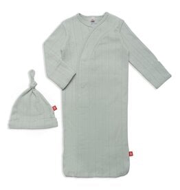Magnetic Me Organic Cotton Pointelle Gown/Hat Set Seagrass
