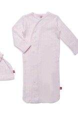 Magnetic Me MM Organic Cotton Pointelle Gown/Hat Set Pink