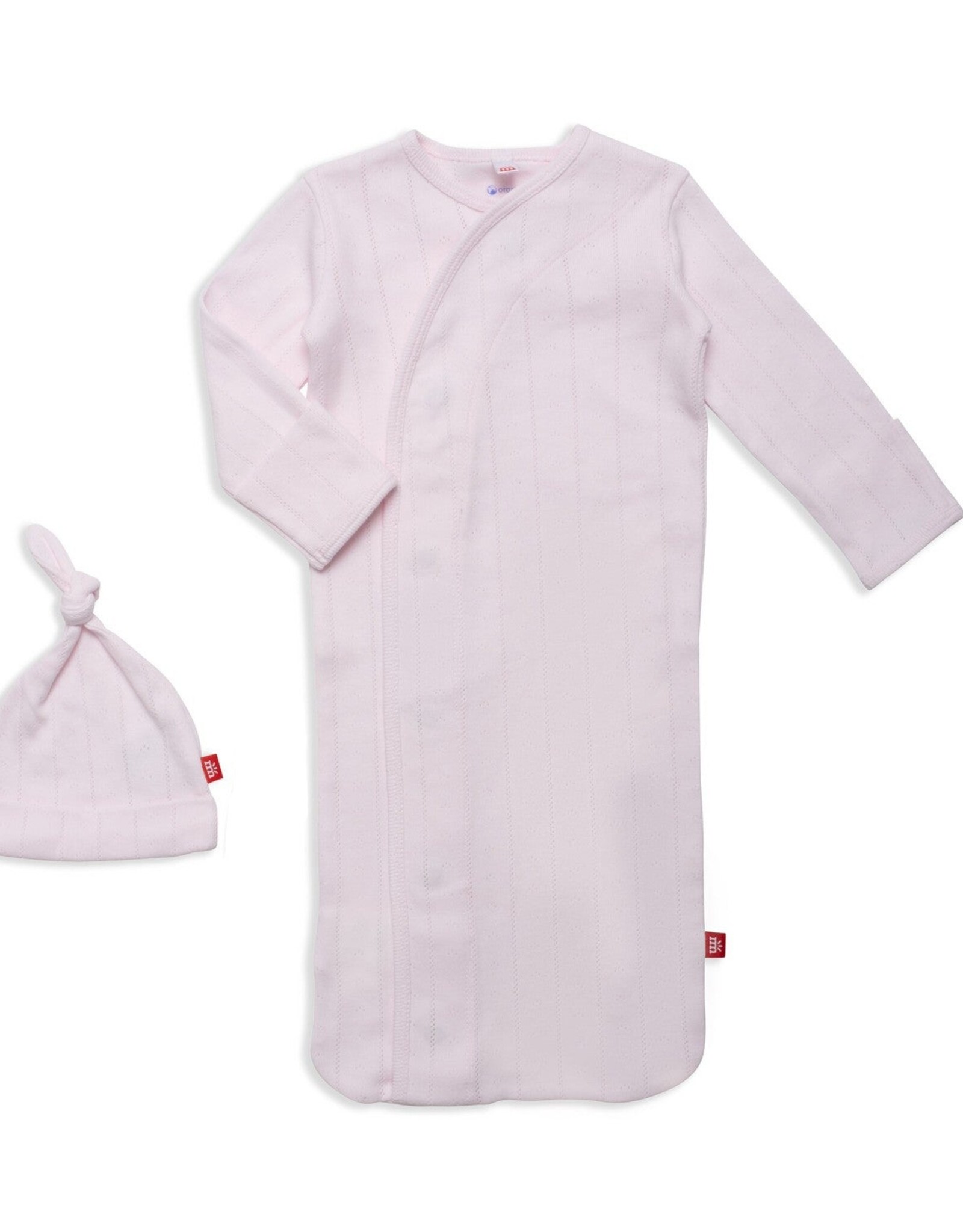 Magnetic Me MM Organic Cotton Pointelle Gown/Hat Set Pink