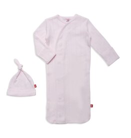 Magnetic Me Organic Cotton Pointelle Gown/Hat Set Pink