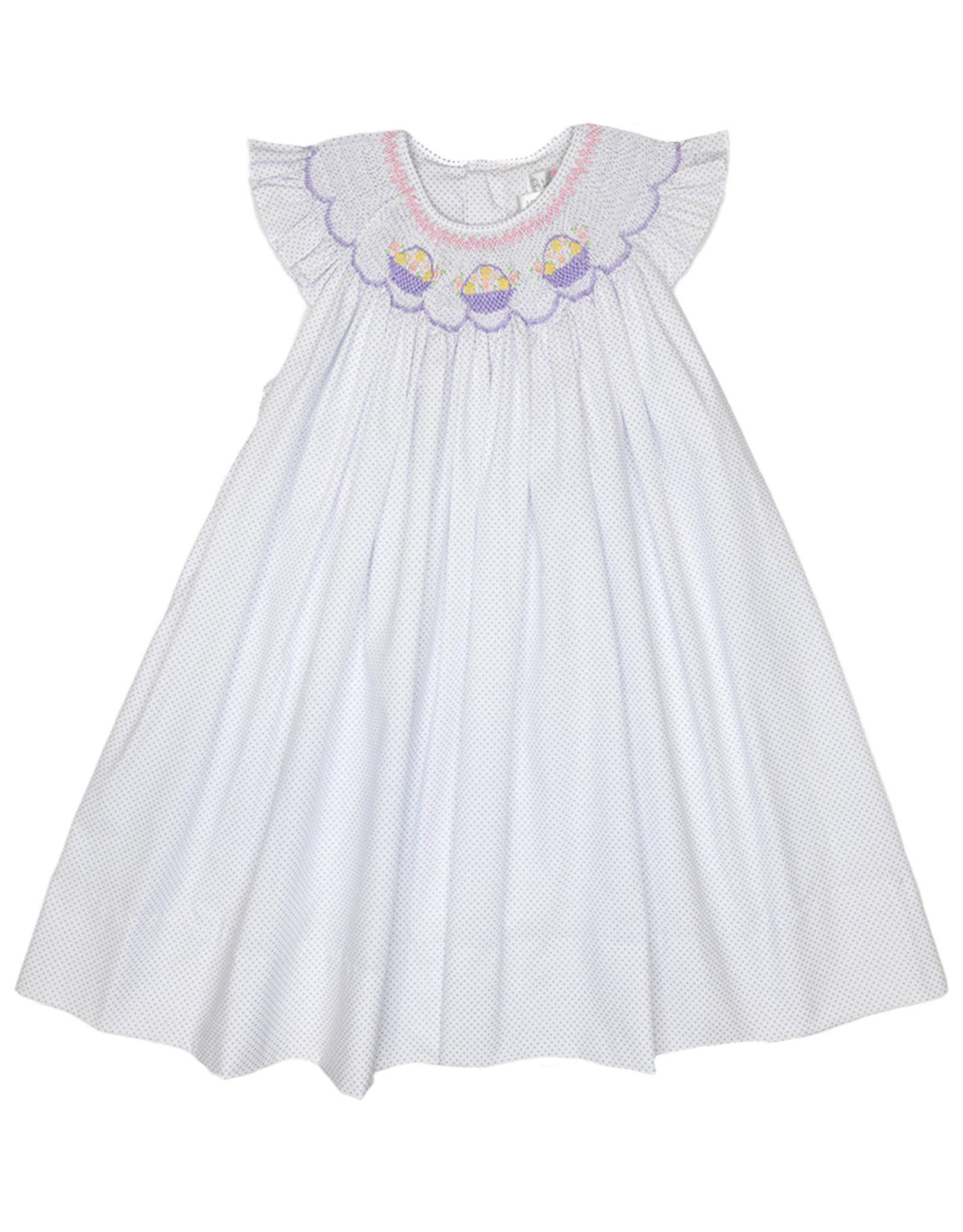 Petit Ami 4146 Lavender Dot Smocked Dress