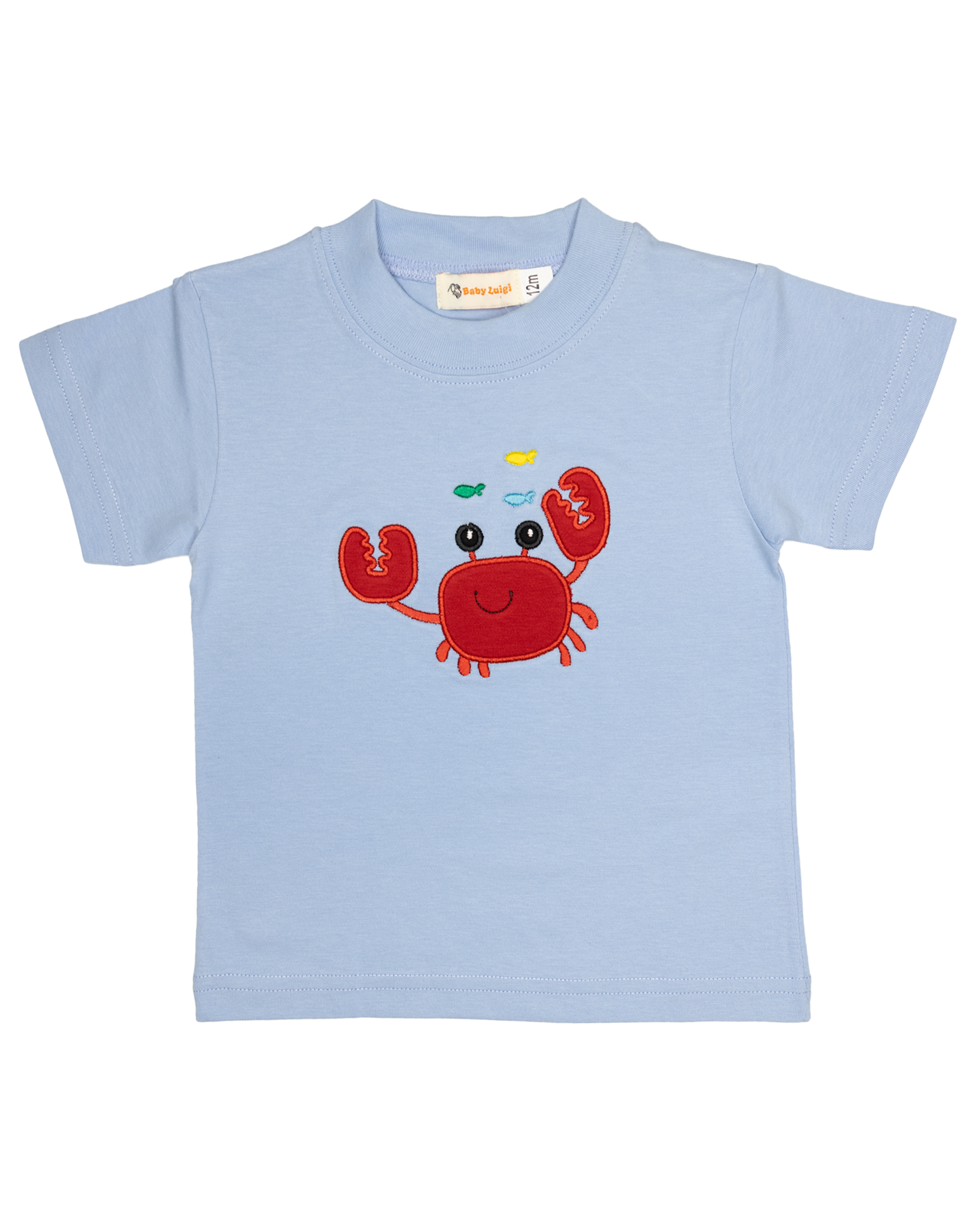 Luigi S24 Sky Blue Crab Fish Shirt
