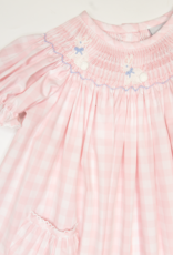 Delaney 6 Pink Check Bunny Smocked Dress