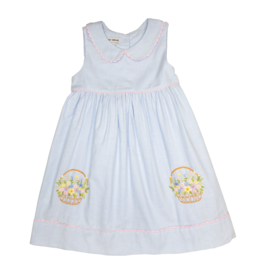 Sweet Dreams Blue Chambray Embroidered Basket Dress