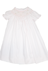 Delaney L22 White/Pink Dot Rosebud Smocked Daygown Newborn