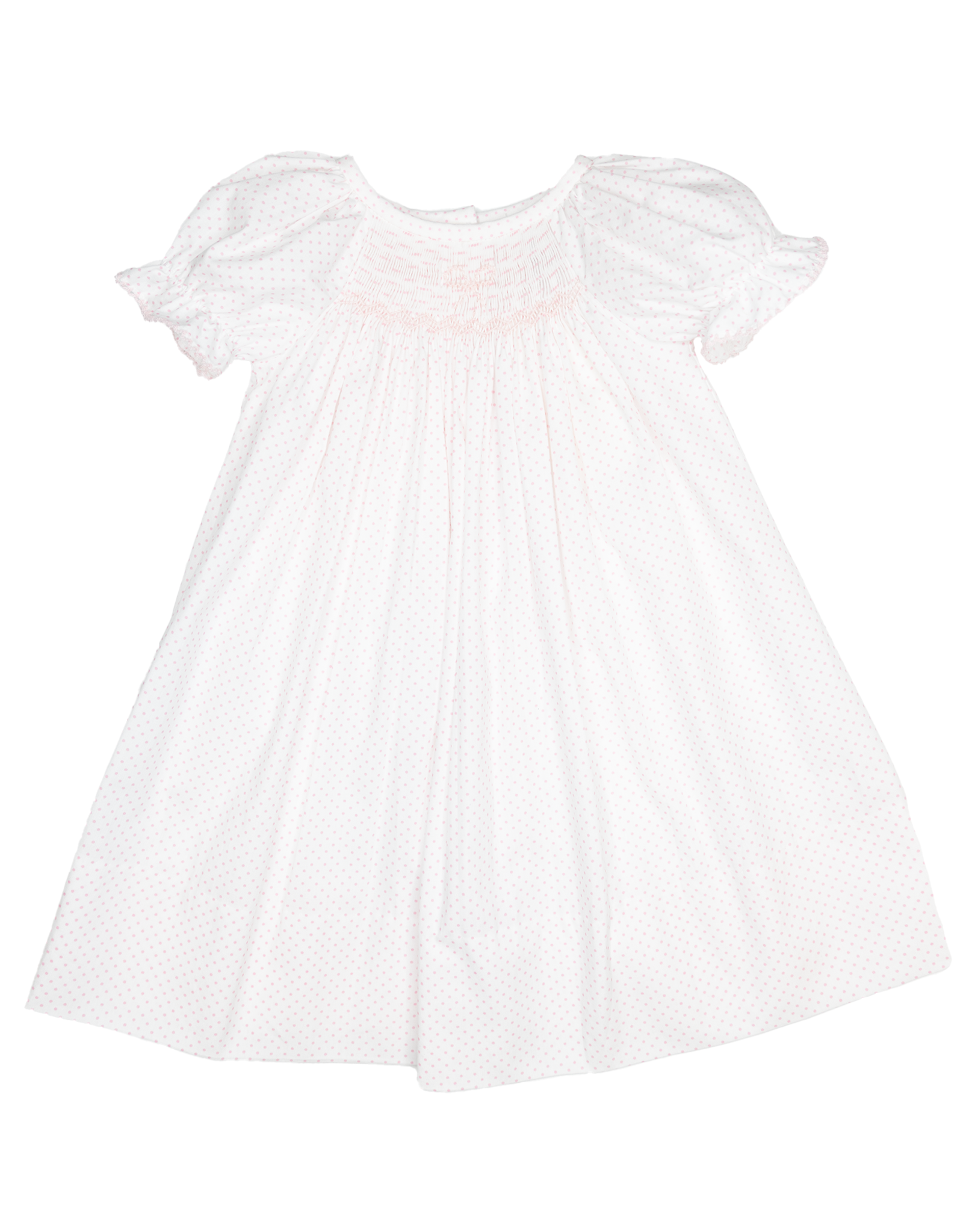 Delaney L9 White/Pink Dot Smocked Bow Gown Newborn