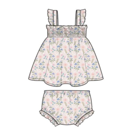 Angel Dear Ruffle Strap Smocked Top/Diaper Cover Simple Pretty Floral
