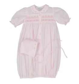 Feltman Brothers Pink Ribbon Smocked gown w/Hat Newborn