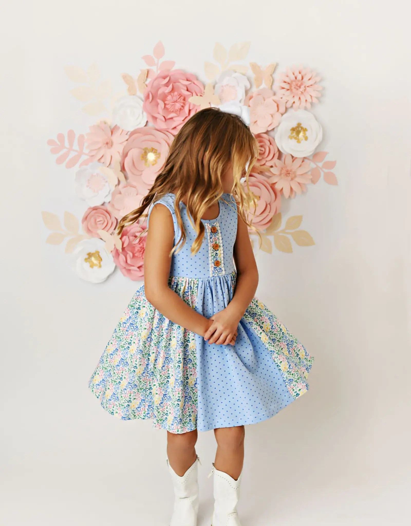 Swoon Baby 2412 Bliss Blue Floral Tier Dress