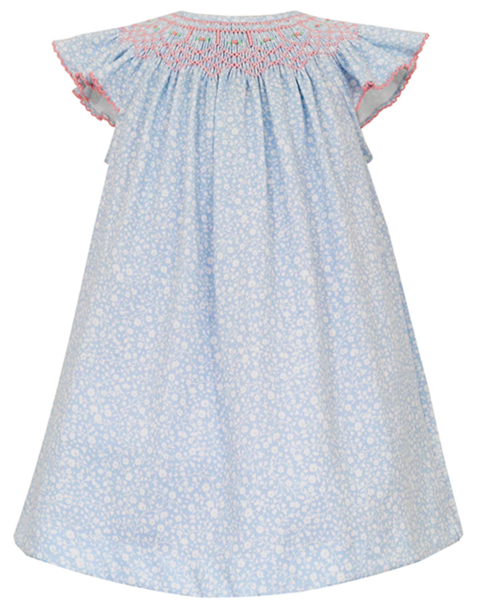 Petit Bebe 403B Emma Blue Floral Smocked Bishop Dress