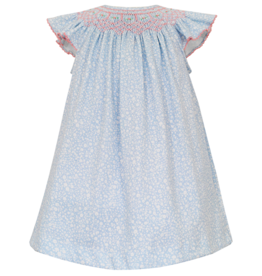 Petit Bebe Emma Blue Floral Smocked Bishop Dress