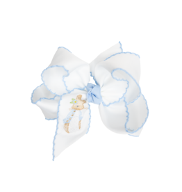 Beyond Creations Embroidered Rabbit Bow Blue