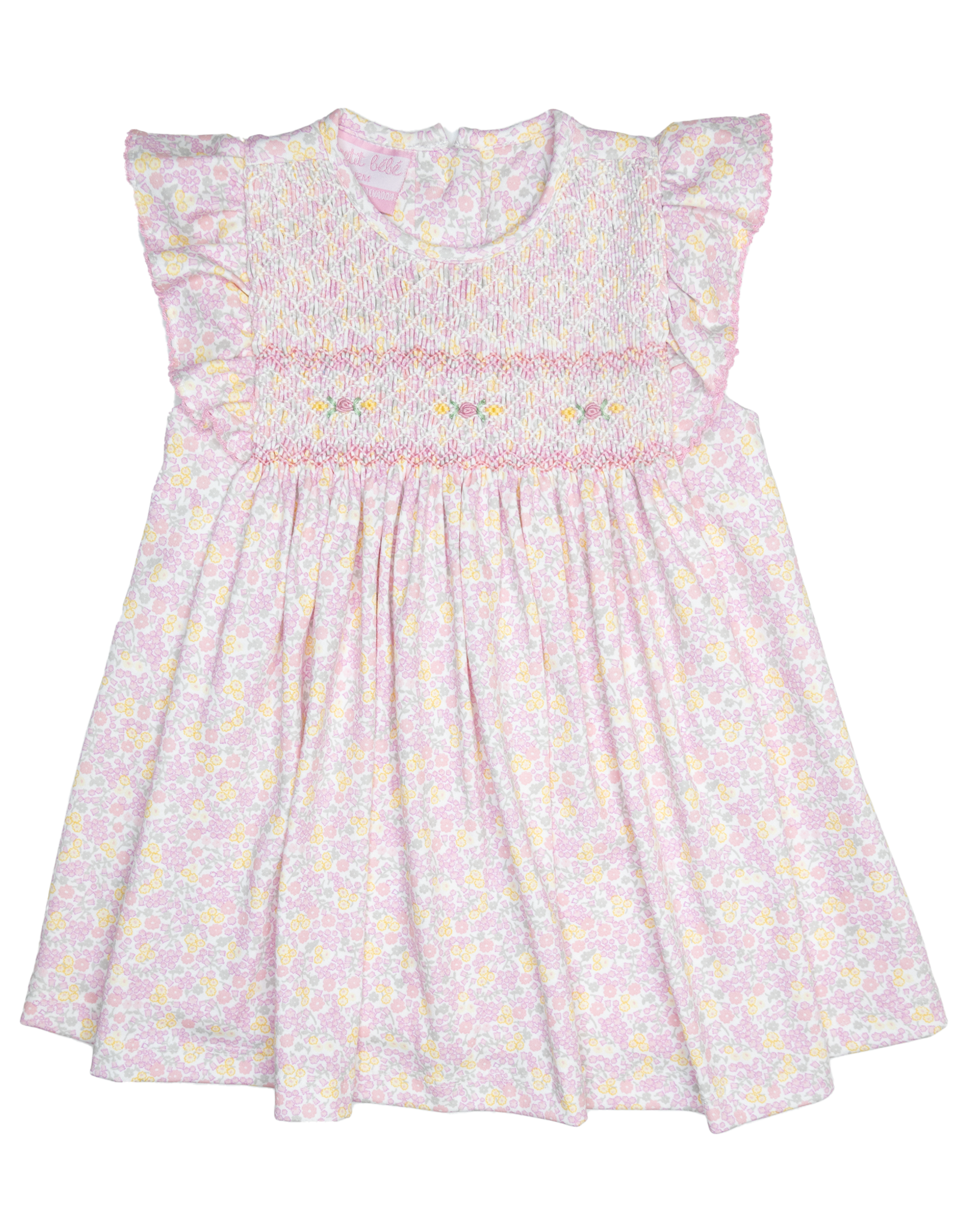 Petit Bebe 401D Sophia Pink Floral Smocked Dress