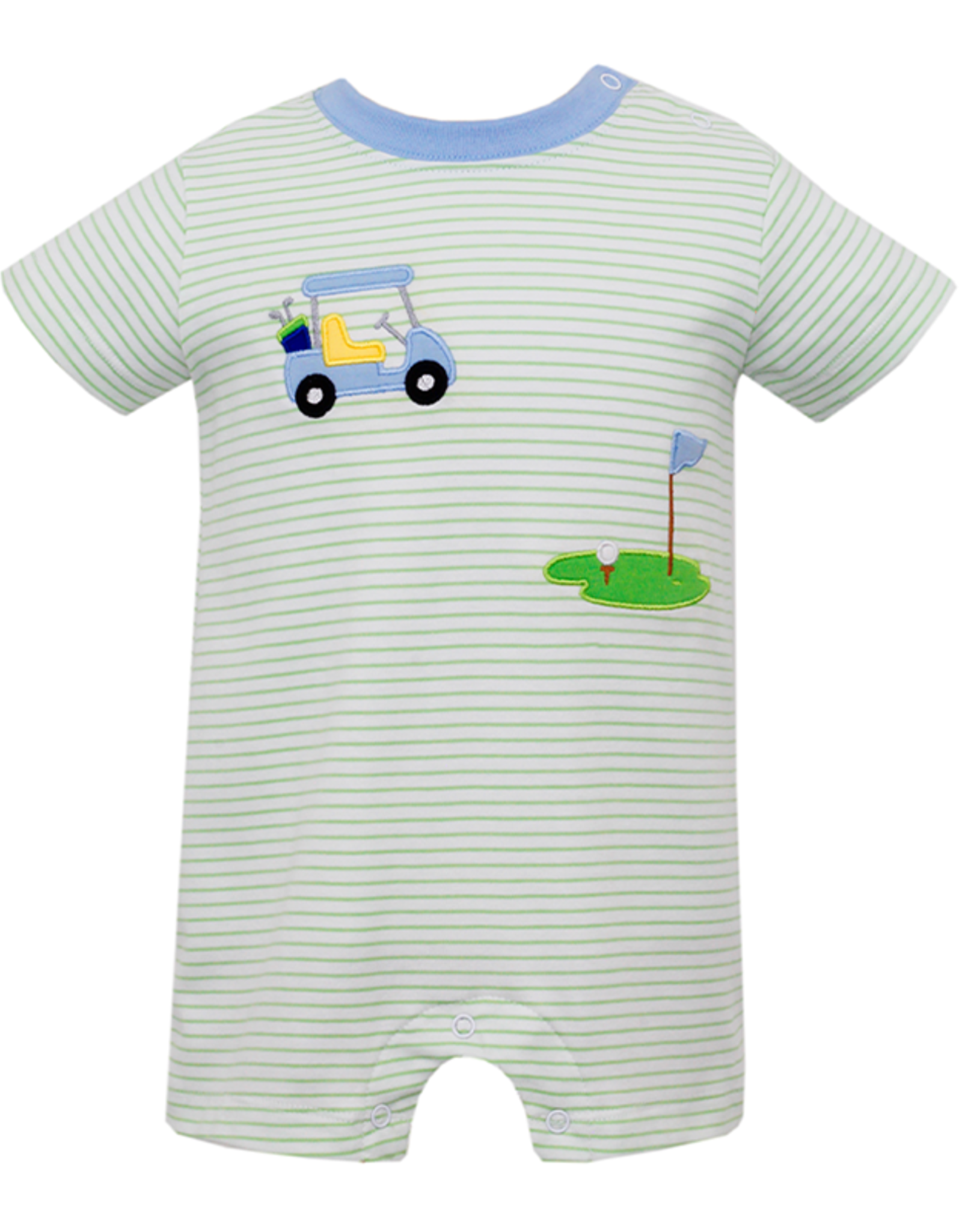 Claire and Charlie 5013H Green Stripe Golf Romper