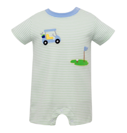 Claire and Charlie Green Stripe Golf Romper