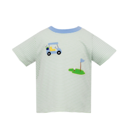 Claire and Charlie Green Stripe Golf Shirt