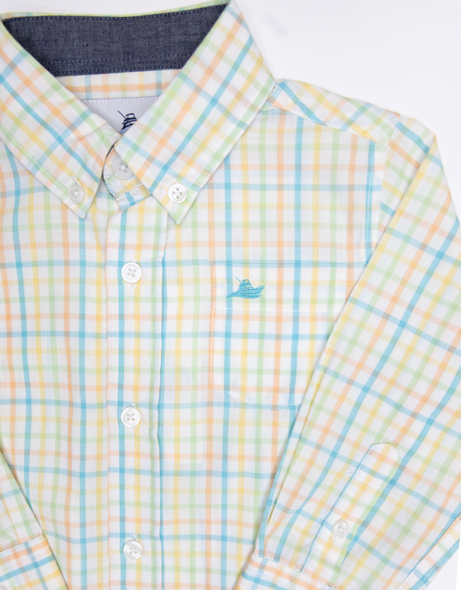 South Bound 3365 Dress Shirt Aqua/Peach/Green