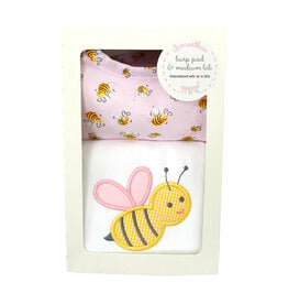 3 Marthas boxed burp/bib set Pink Bee