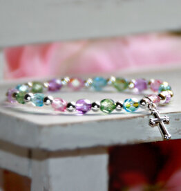 Collectables 5" Multi Crystal Sterling Silver Stretchy Bracelet