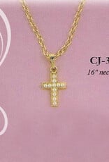 Collectables CJ-316 Pearl Cross Necklace