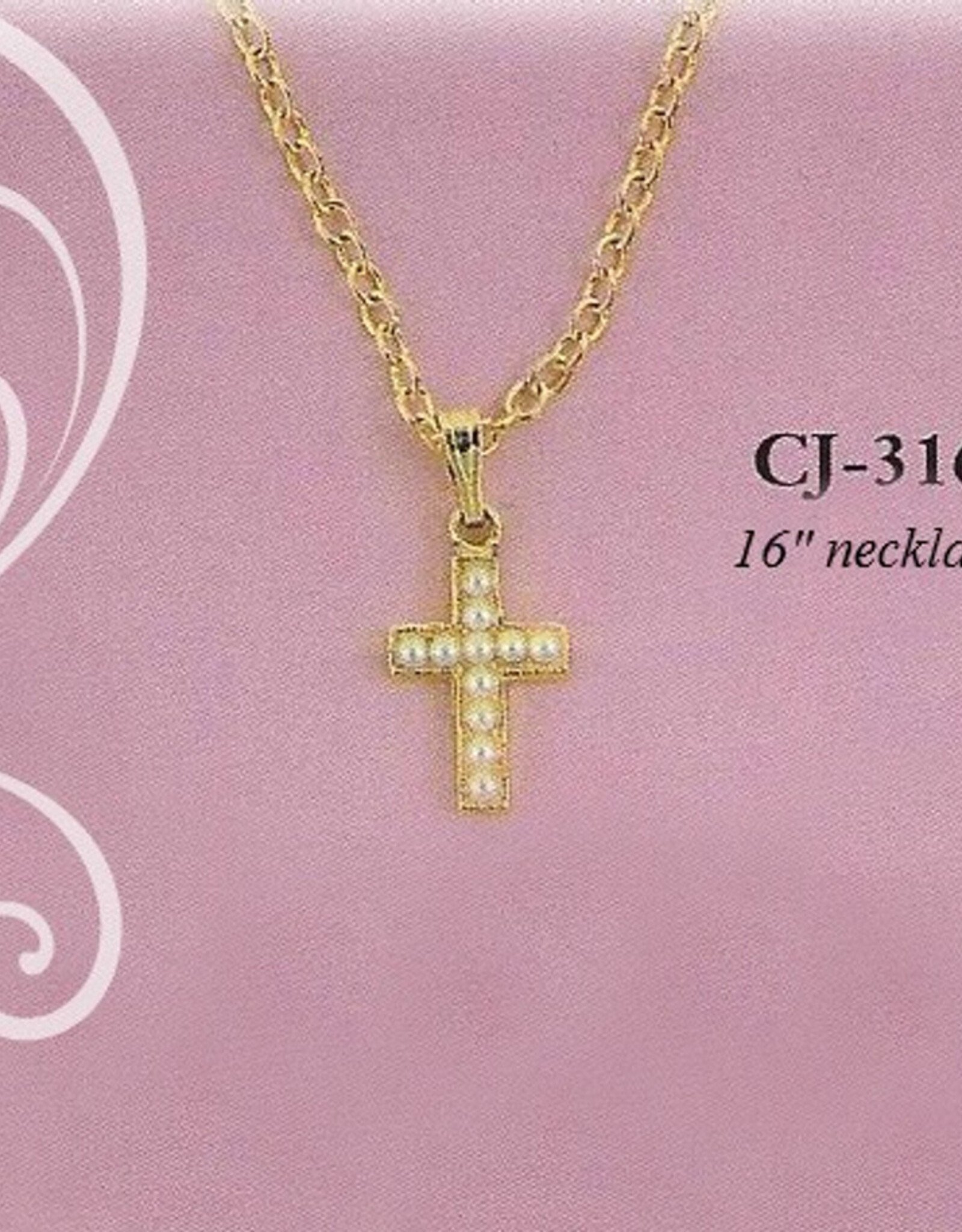 Collectables CJ-316 Pearl Cross Necklace