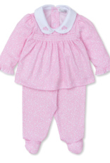 Kissy Kissy Fall Flower Patch Smocked Pant Set Pink