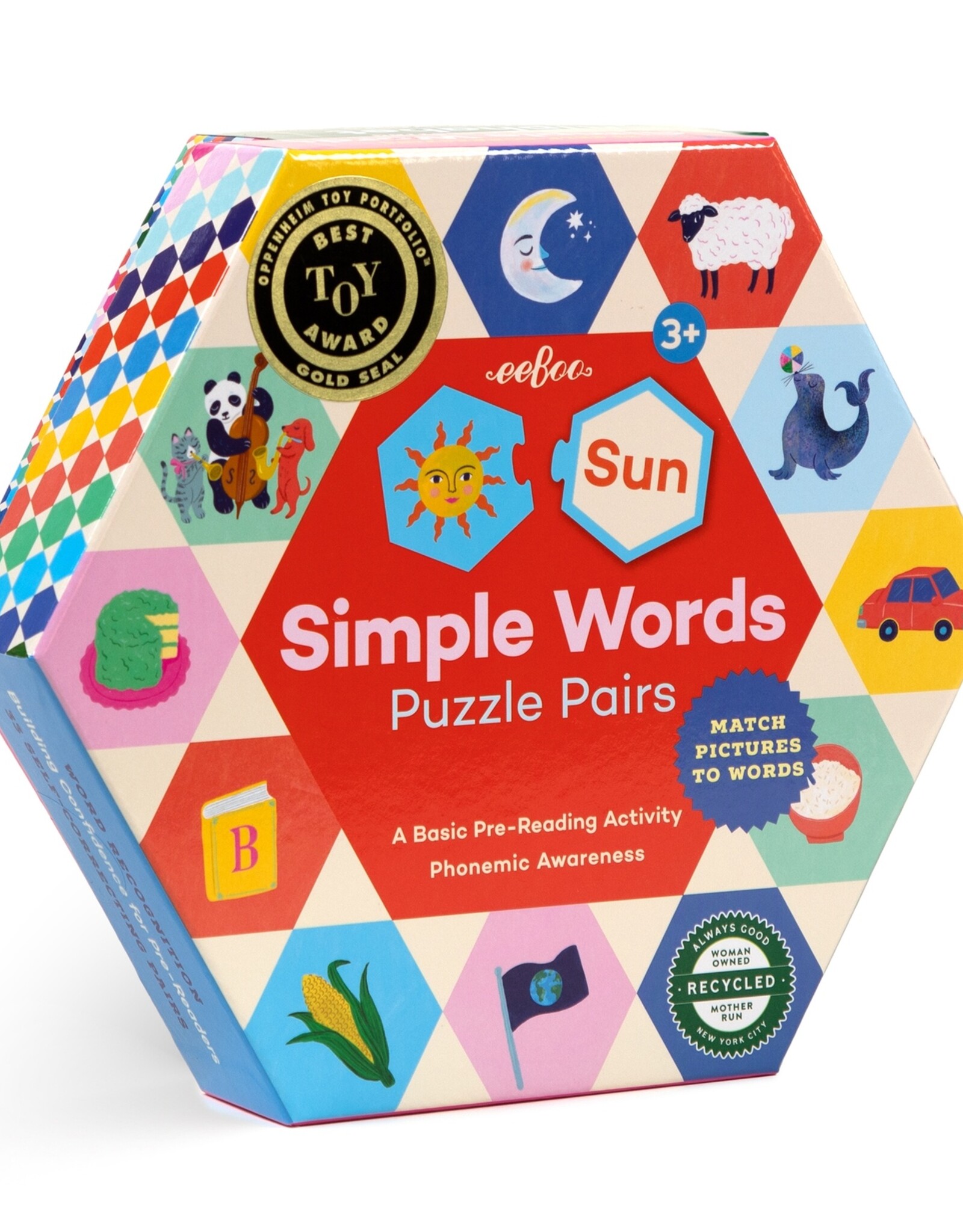 Eeboo Simple Words Hexagon Puzzle Pairs