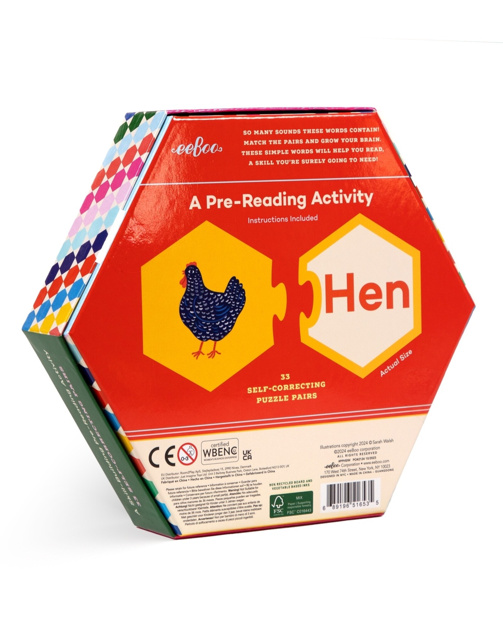 Eeboo Simple Words Hexagon Puzzle Pairs