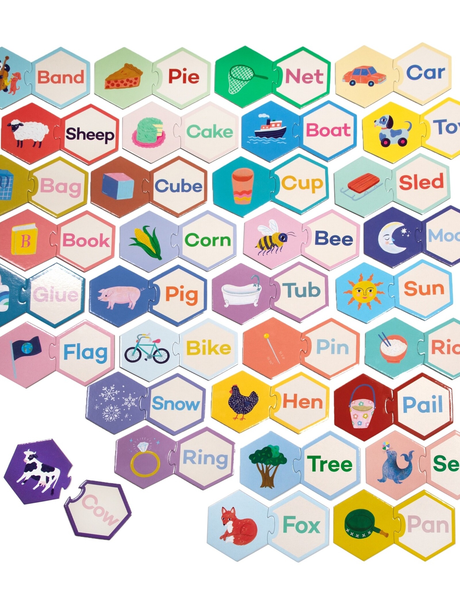 Eeboo Simple Words Hexagon Puzzle Pairs
