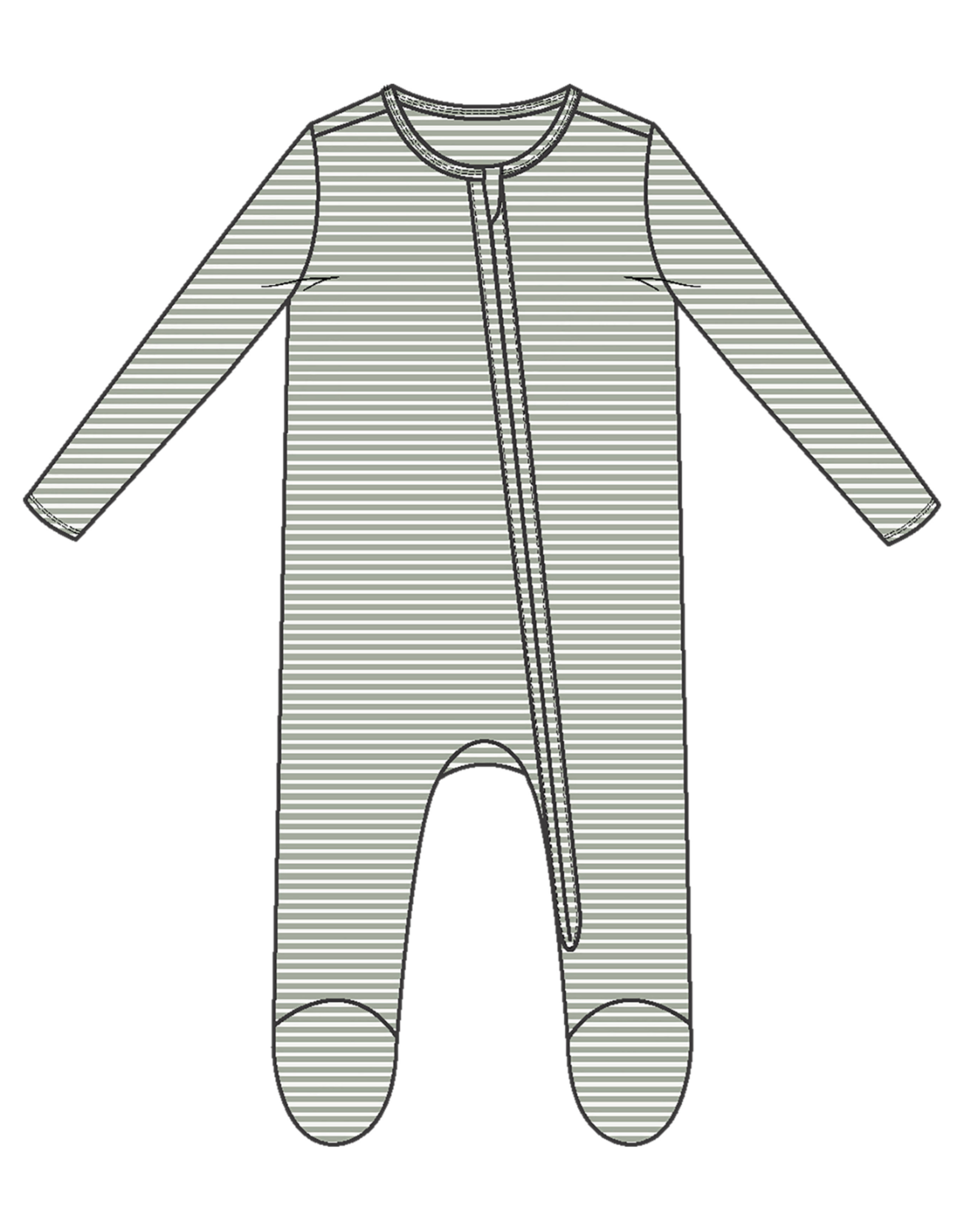 Angel Dear ADF24 2 Way Zipper Footie Green Stripe