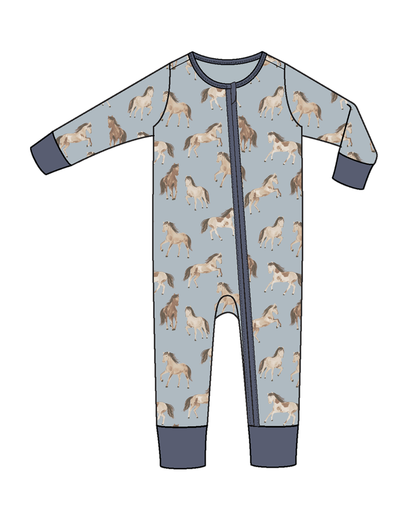 Angel Dear ADF24 2 Way Zipper Romper Horses