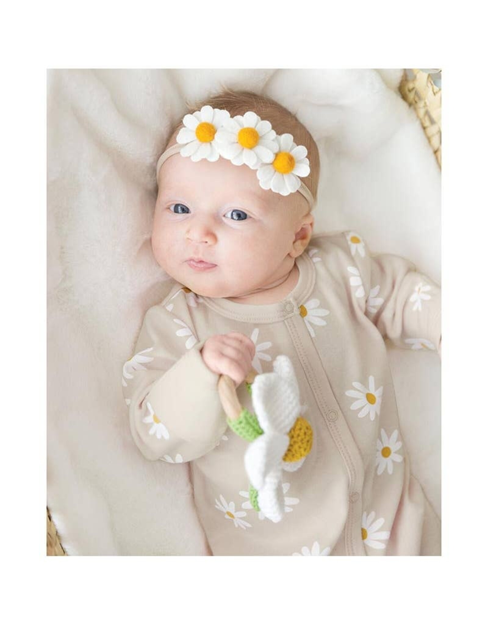 Stephan Baby Pink Daisy Rattle