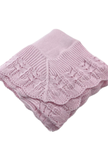 A Soft Idea ASI Cotton Blanket w/ Knitted Scallop Border Pink
