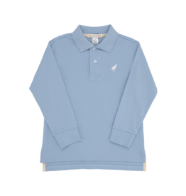 TBBC (Size 0/6) Long Sleeve Prim Proper Polo Barrington Blue/Whiterth