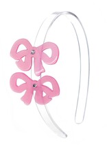 Lilies & Roses LR Headband Fancy Double Bow Satin Pink H035AM-3J