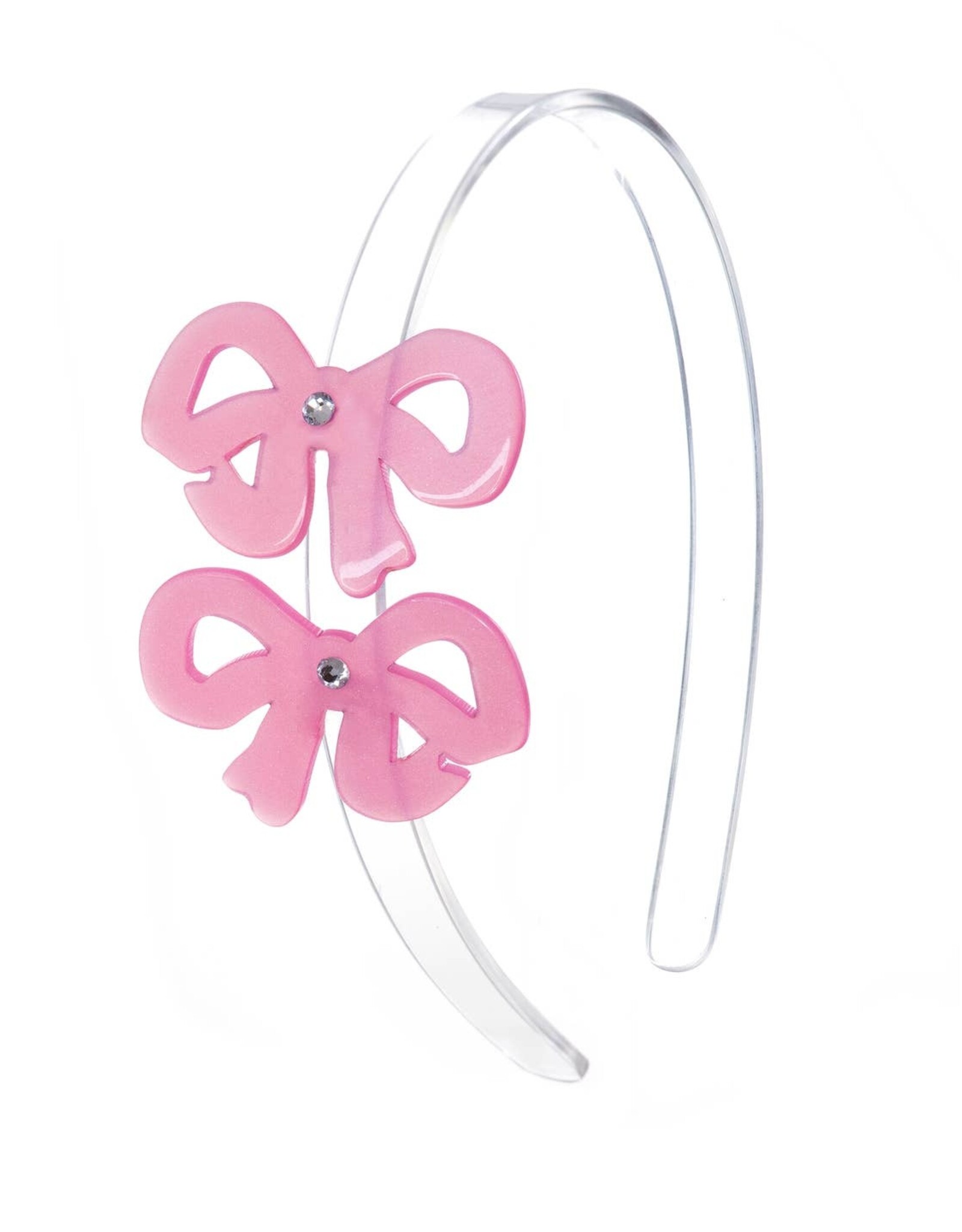 Lilies & Roses LR Headband Fancy Double Bow Satin Pink H035AM-3J