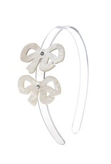 Lilies & Roses LR Headband Fancy Double Bow Pearl White H035AM-1E