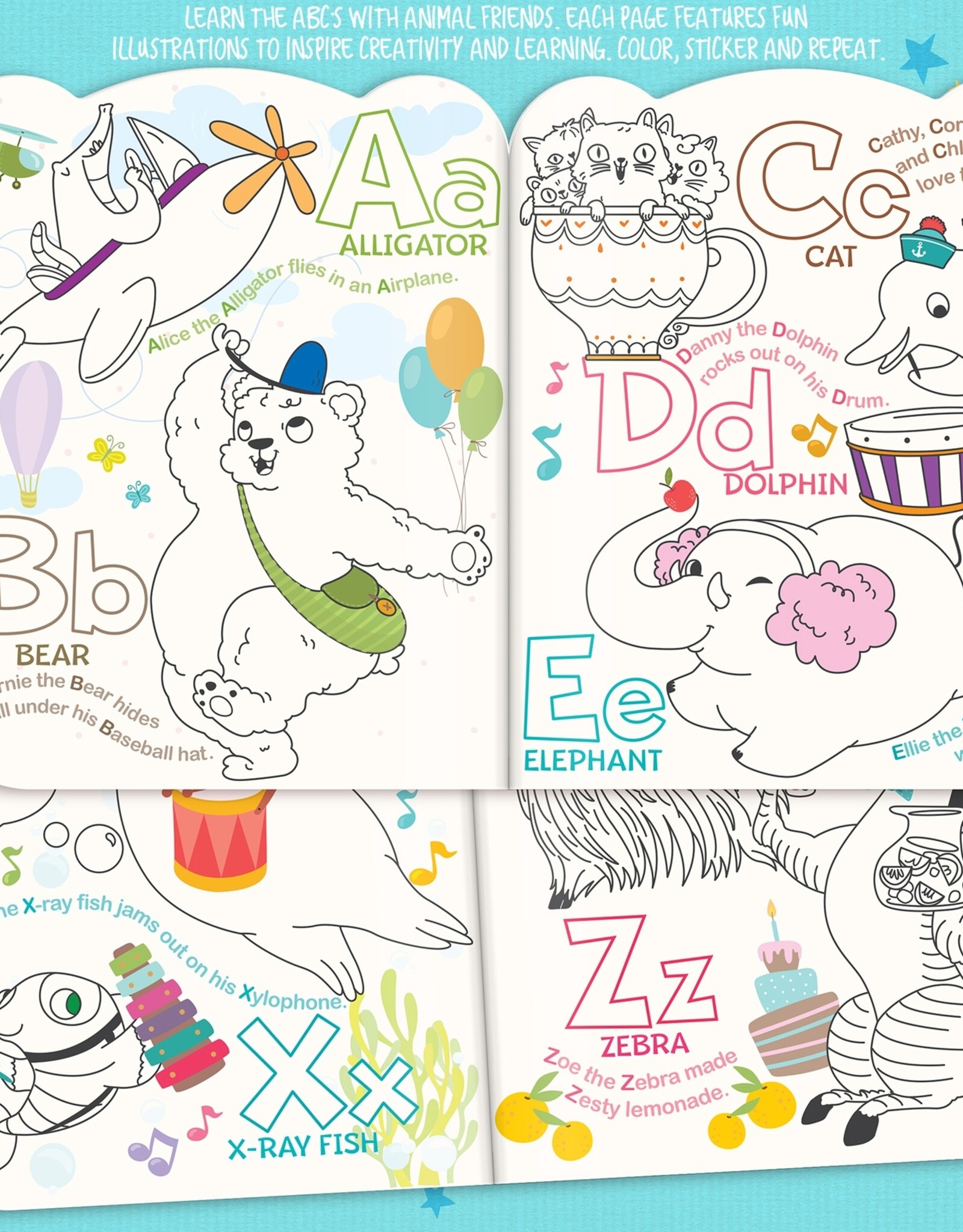 The Piggy Story Dry Erase Coloring Book w/Stickers Animal ABC