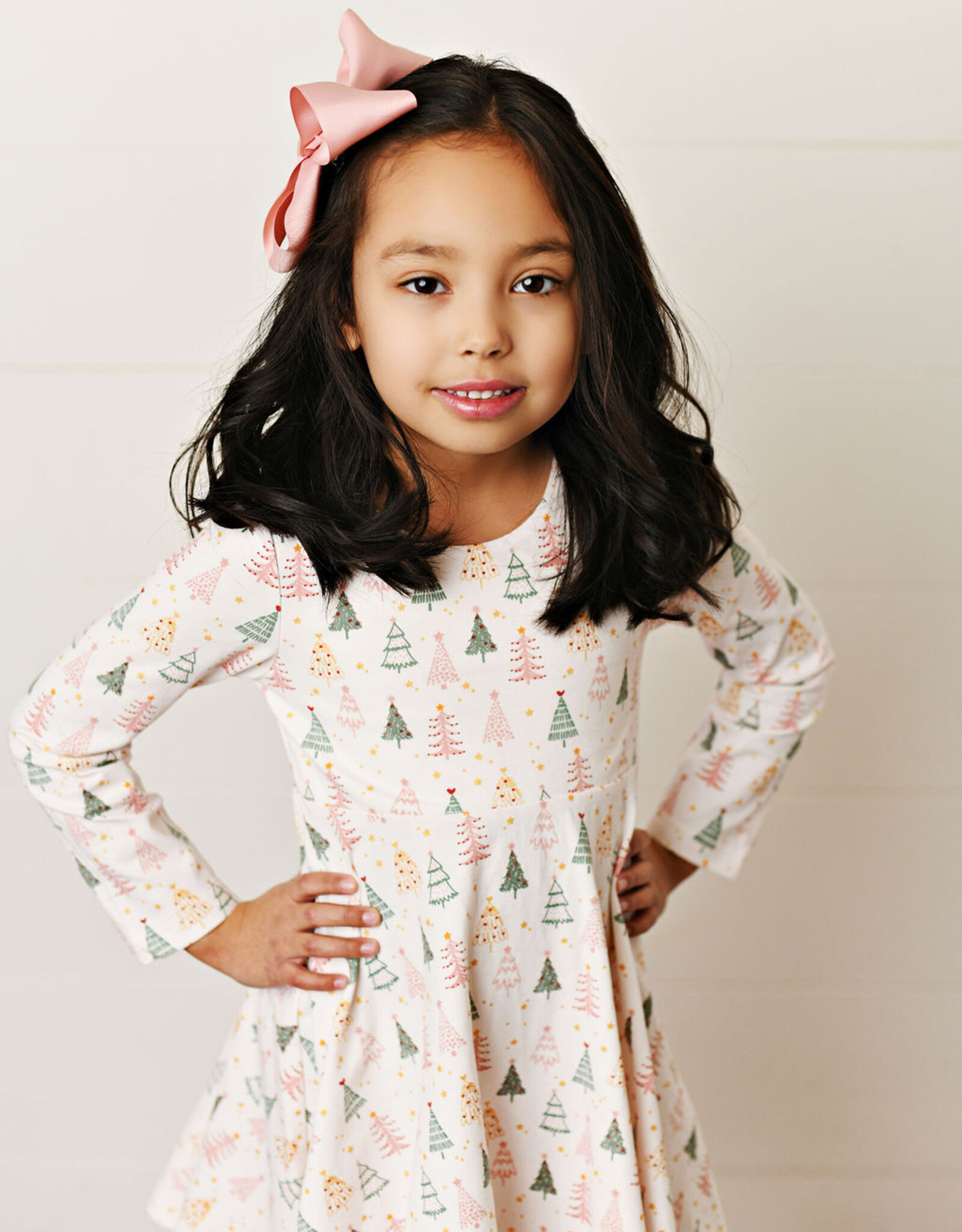 Swoon Baby 2477 Pink Christmas Trees Flair Dress