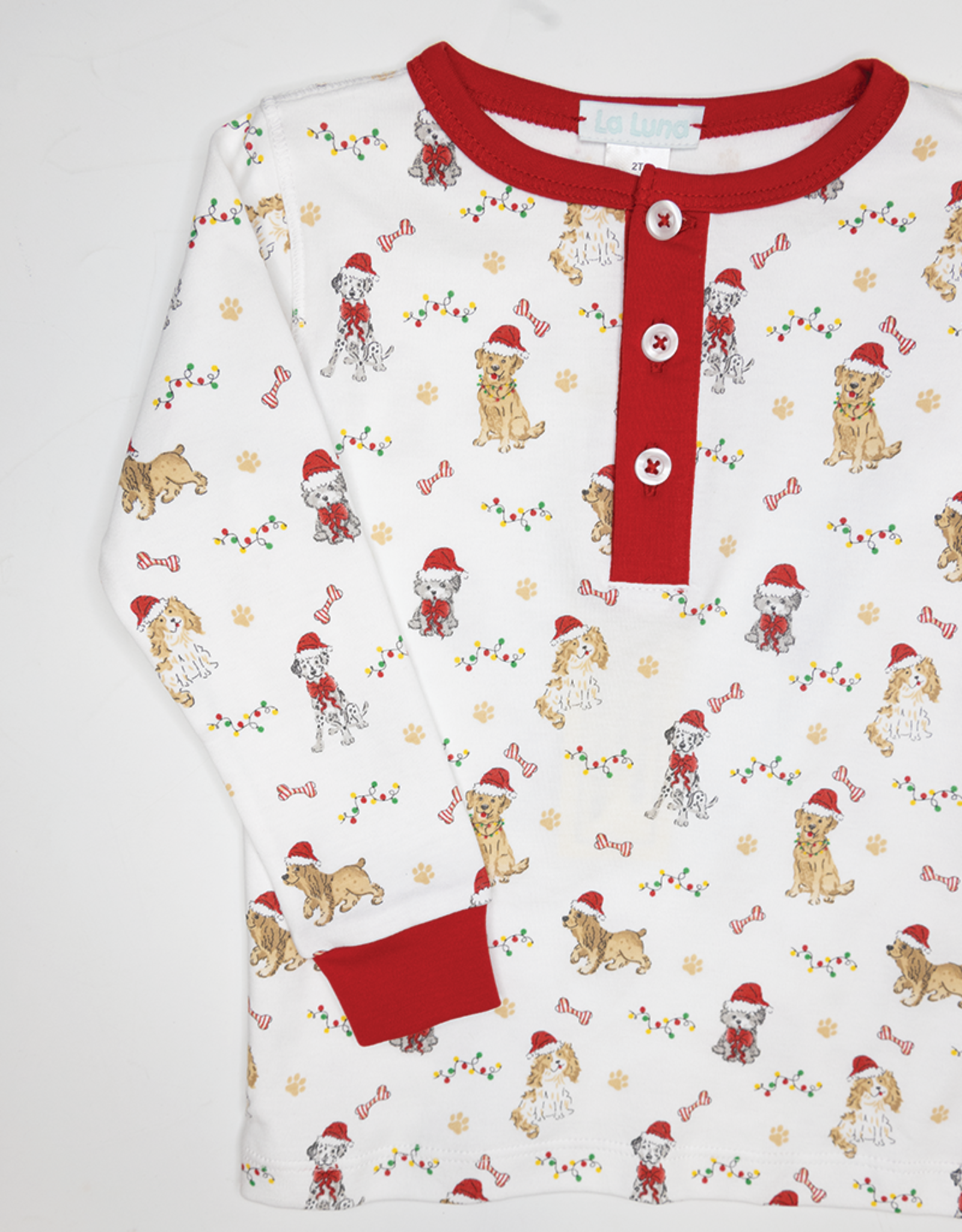 Lulu Bebe LBF24 Santa Puppy 2Pc PJ Set
